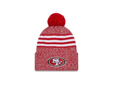 Men's New Era Scarlet San Francisco 49ers 2023 Sideline Cuffed Knit Hat With Pom