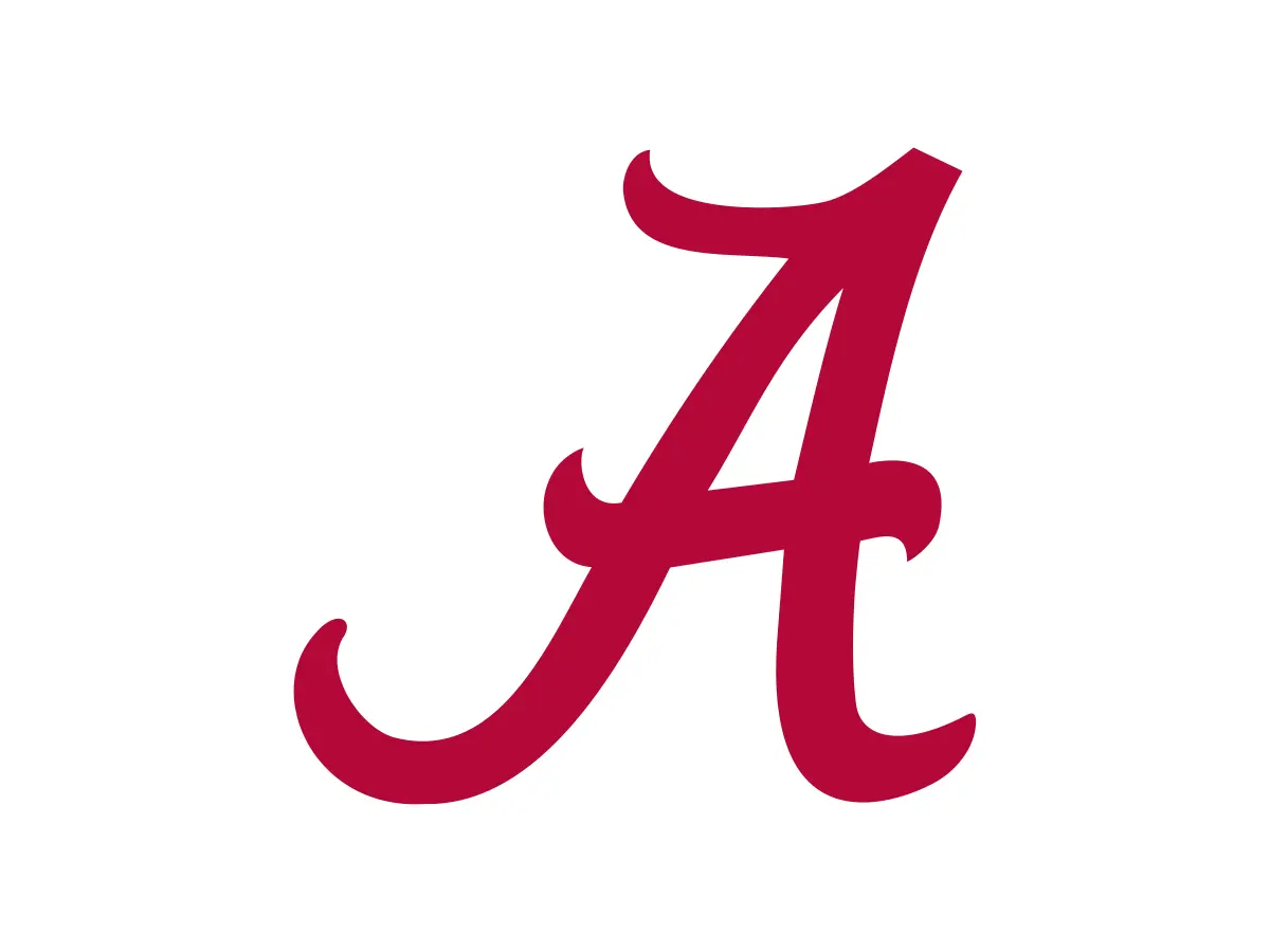 Alabama Crimson Tide color guide with crimson, gray and white codes