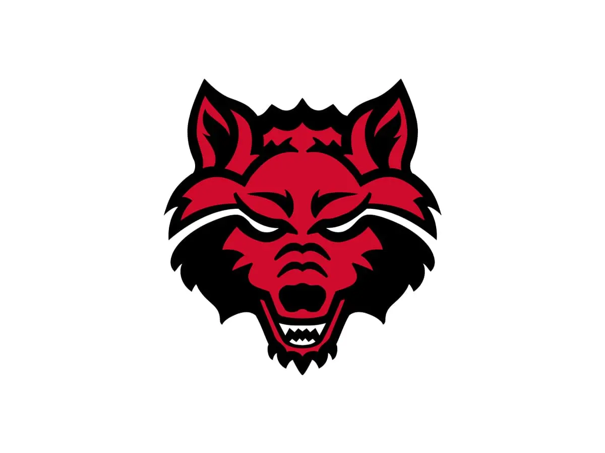 Arkansas State Red Wolves Scarlet, Black and supporting White color codes