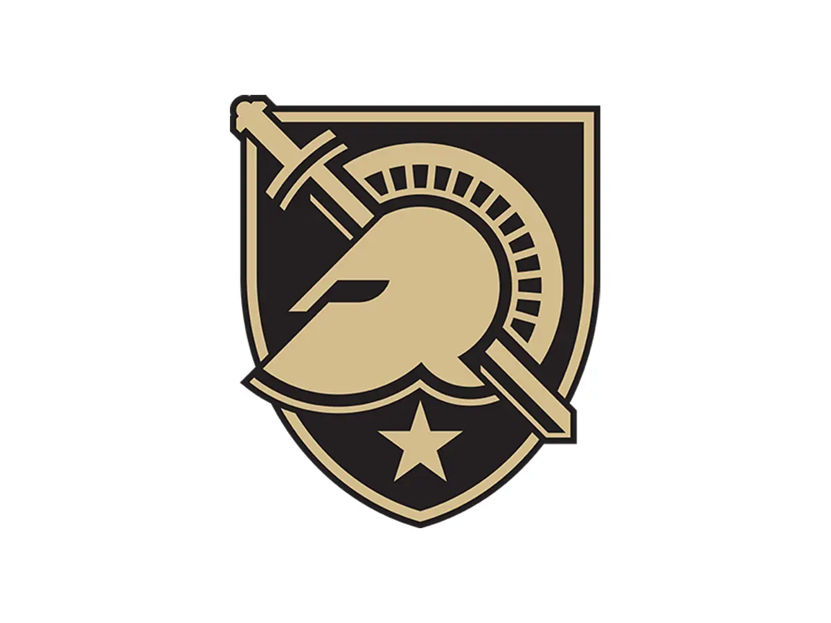 Army Black Knights gold, black and gray color codes with HEX, RGB, CMYK and Pantone references