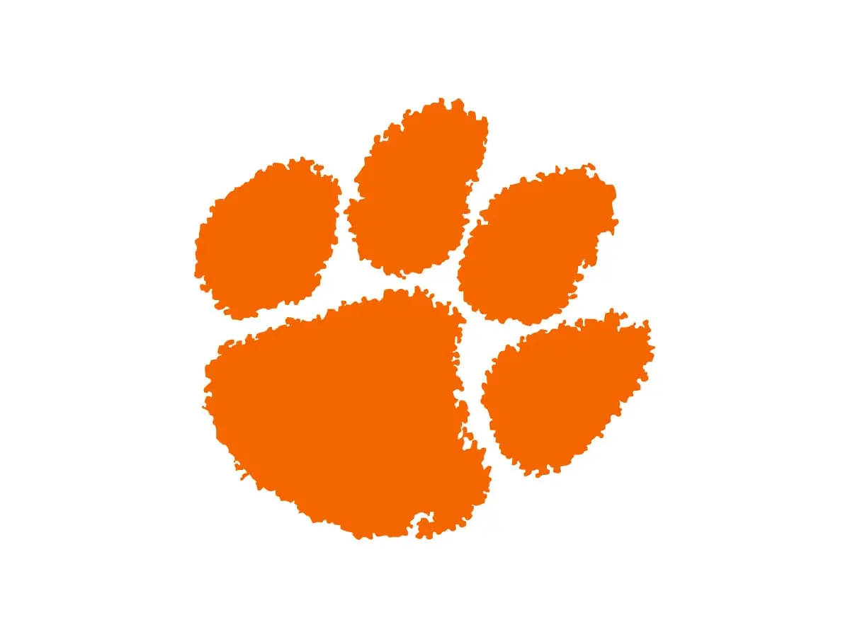 Clemson Tigers color codes for Clemson Orange, Regalia and Goal Line White
