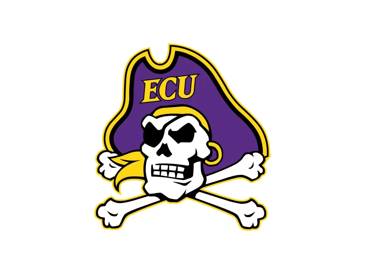 East Carolina Pirates purple, gold and black accent color code chart
