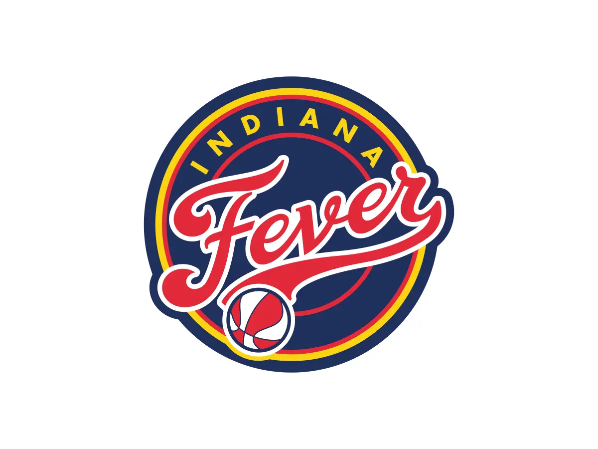 Indiana Fever color codes for red, blue and gold with HEX, RGB, CMYK and Pantone references