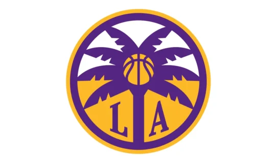 Los Angeles Sparks purple and gold color palette with HEX, RGB, CMYK and Pantone references