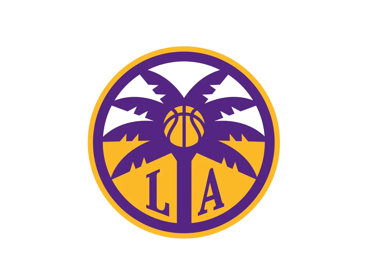 Los Angeles Sparks purple and gold color palette with HEX, RGB, CMYK and Pantone references