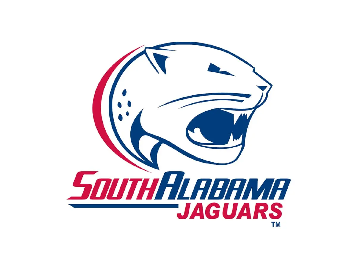 South Alabama Jaguars official red, blue and white color codes