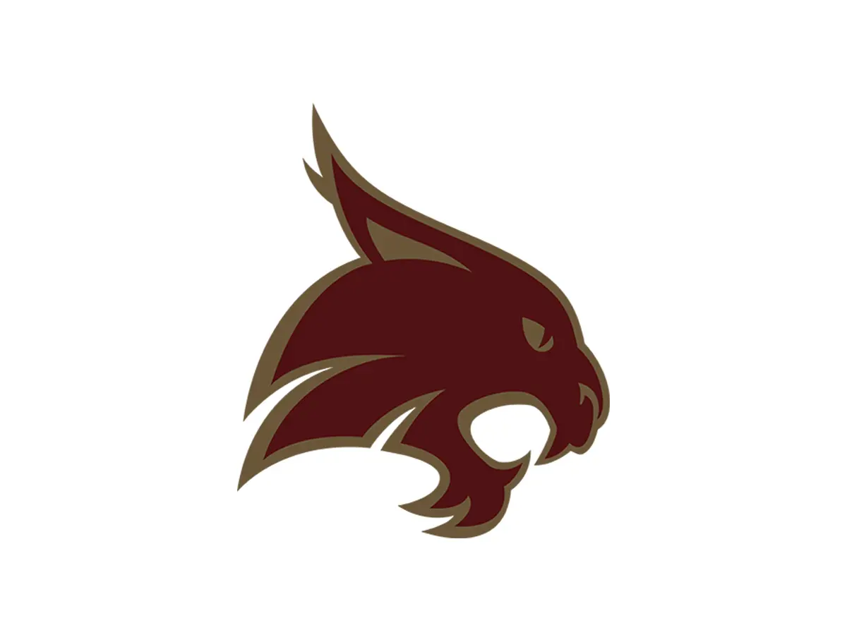 Texas State Bobcats maroon and gold color codes with HEX, RGB, CMYK and Pantone values
