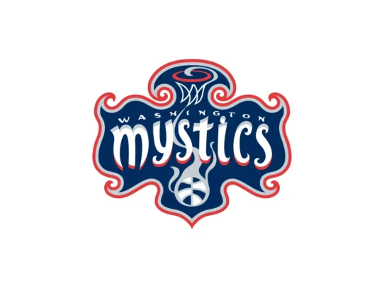 Washington Mystics color codes in navy, red and silver