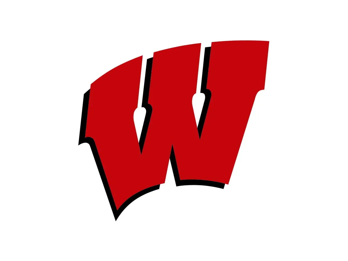 Wisconsin Badgers athletics color palette showing red, white and black accent color codes